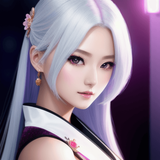 AI generated: Beautiful full body shot of Reika, kimono, Beautiful Korean woman, kpop idol, (white hair), Ultra re...