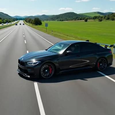 AI generated video: Create a bmw m5 cs Black color run in highway and ultra 4k quality and sharpness and detail video dr...