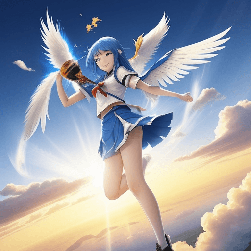 AI generated: high school's Ban Qi,main element is Wing of fieedom,the sky is bule,the sun is shineing,
