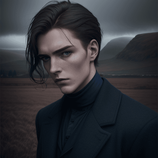 AI generated: the man in the field is dressed for the camera, in the style of daria endresen, kris knight, scottis...
