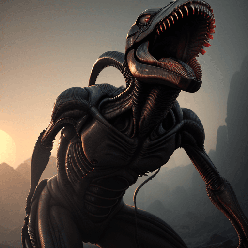 AI generated: Photo of a ultra realistic xenomorph, dramatic light, pale sunrise, cinematic lighting, battered, lo...