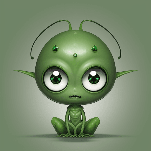AI generated: Create a little cute green alien, with big eyes
