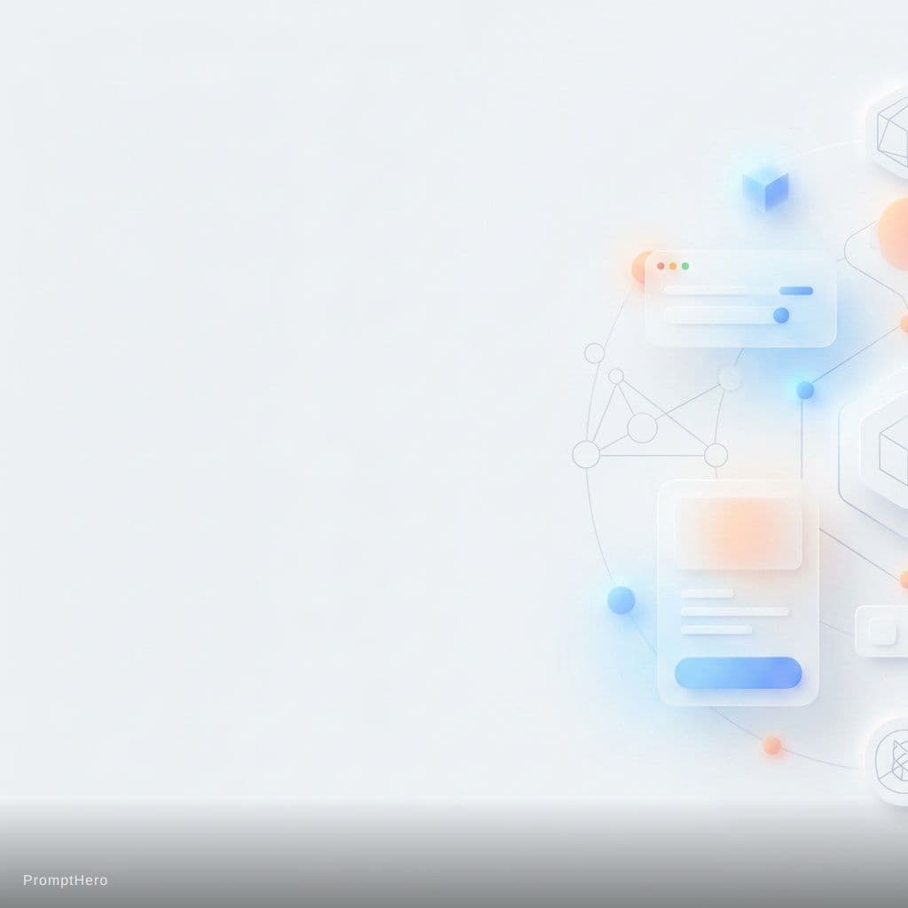 AI generated: A premium minimalist 3D UI/UX design workspace composition on an ultra-wide 4:1 aspect ratio canvas....