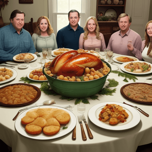 AI generated: “A very large southern family sitting around the dinner table, brothers and sisters, cousins and in-...