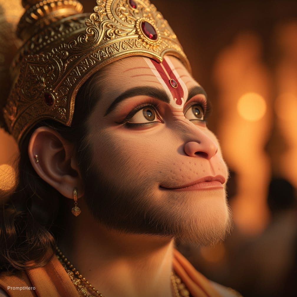 Hero prompt: Hanuman slight profile close-up 