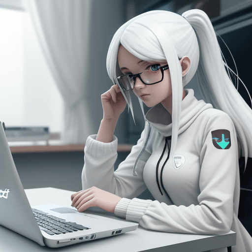 AI generated: A white badge, a hacker sitting at home, behind the desk, working on their laptop, 3D render, white ...