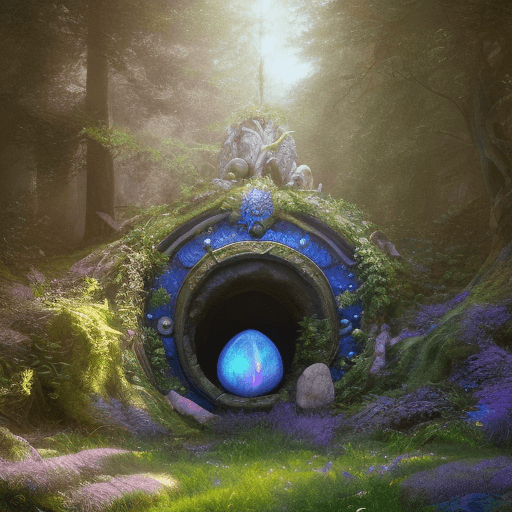 AI generated: Fantasy Magical fairy-tale glowing blue stone portal in the forest. Round stone portal teleport in t...