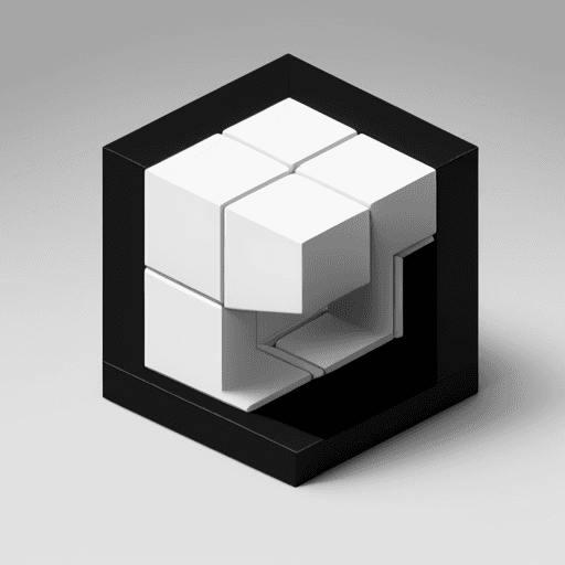 AI generated: create a isometric logo section like parametric furniture in black and white in the shape of a brain