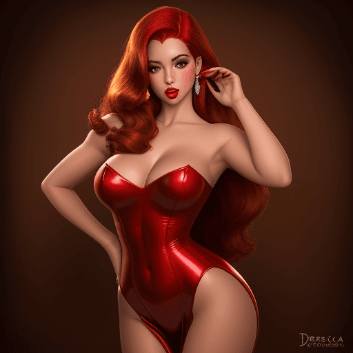 AI generated: Jessica Rabbit hermosa chica carismatica, cuerpo atletico, hermosa figura,  toma de cuerpo entero, m...