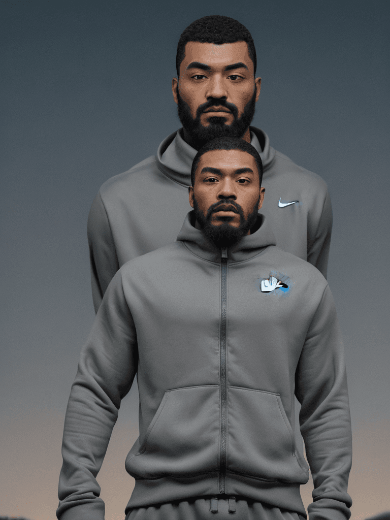 AI generated: man with 🗿head using nike tracksuit, night time, big full moon in the background, ultra realistic, ...