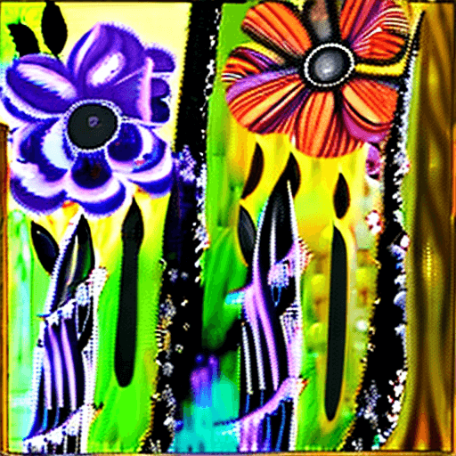 AI generated: Abstract, enchanted forest, floral,weeping willow trees, crystal clusters, cute baby black wolf Pups...