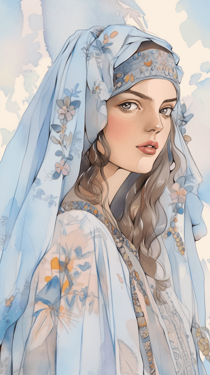 AI generated: The Renaissance meets watercolor, close up shot of Italian classical girl, manga style, in flowy eth...