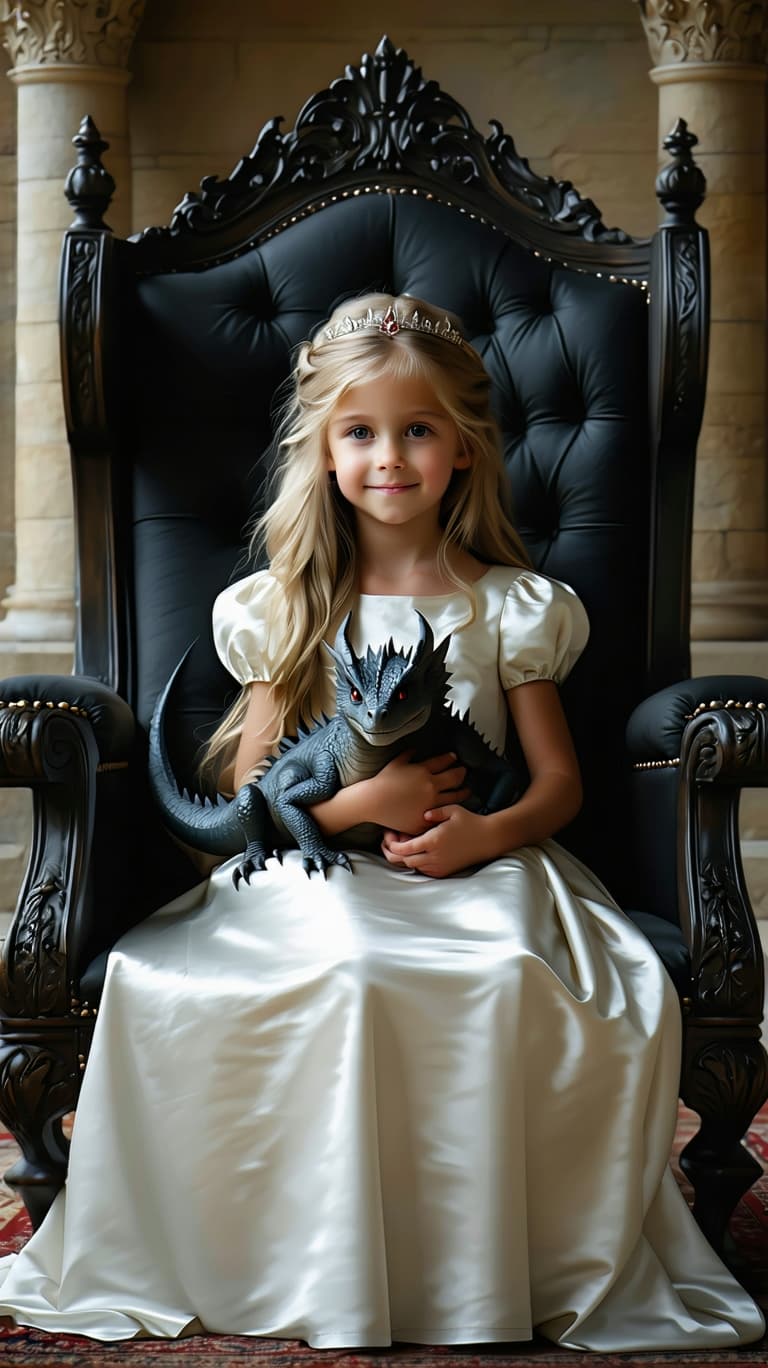 AI generated: a professional photo of a exceptionally of the most beautiful girl (age 7) in the world, princess lo...
