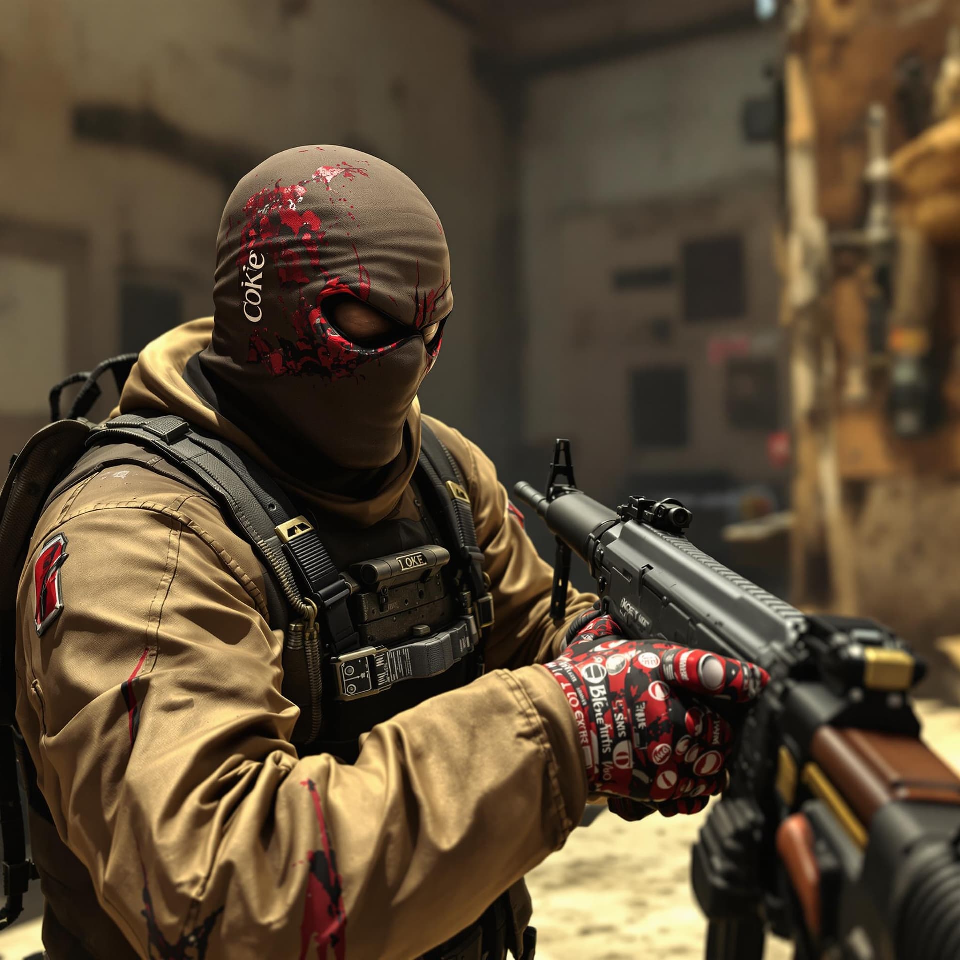 AI generated: coke can is a warrior holding ak47 in counter strike 2