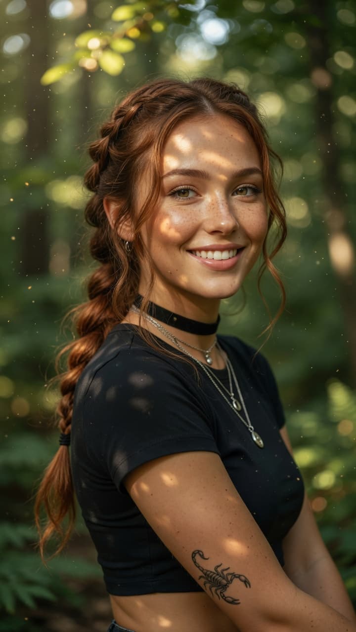 AI generated: A stunning young woman in her early 20s with perfect facial symmetry, beautifully balanced delicate ...