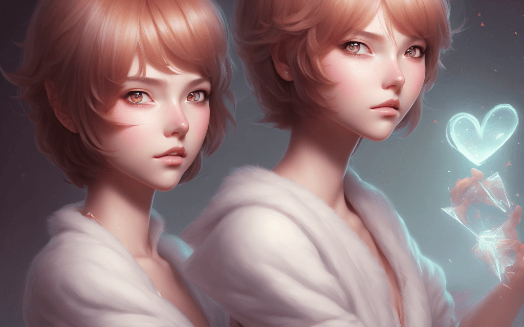 AI generated: The personification of the valentine holiday in the form of a cute girl with short hair , highly det...