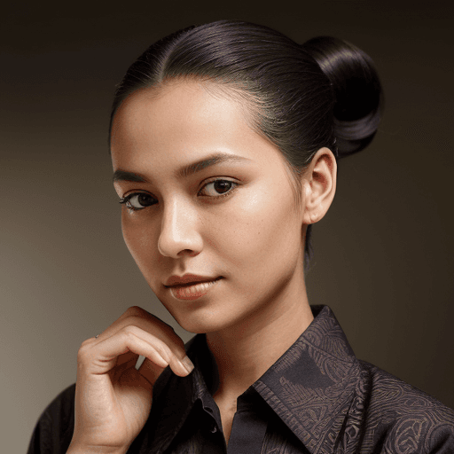 AI generated: A portrait of a young woman with an elegant and sophisticated style. Her hair is pulled back into a ...