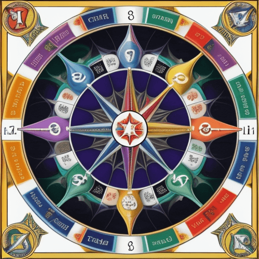 AI generated: Vivid wheel of fortune tarot card with border