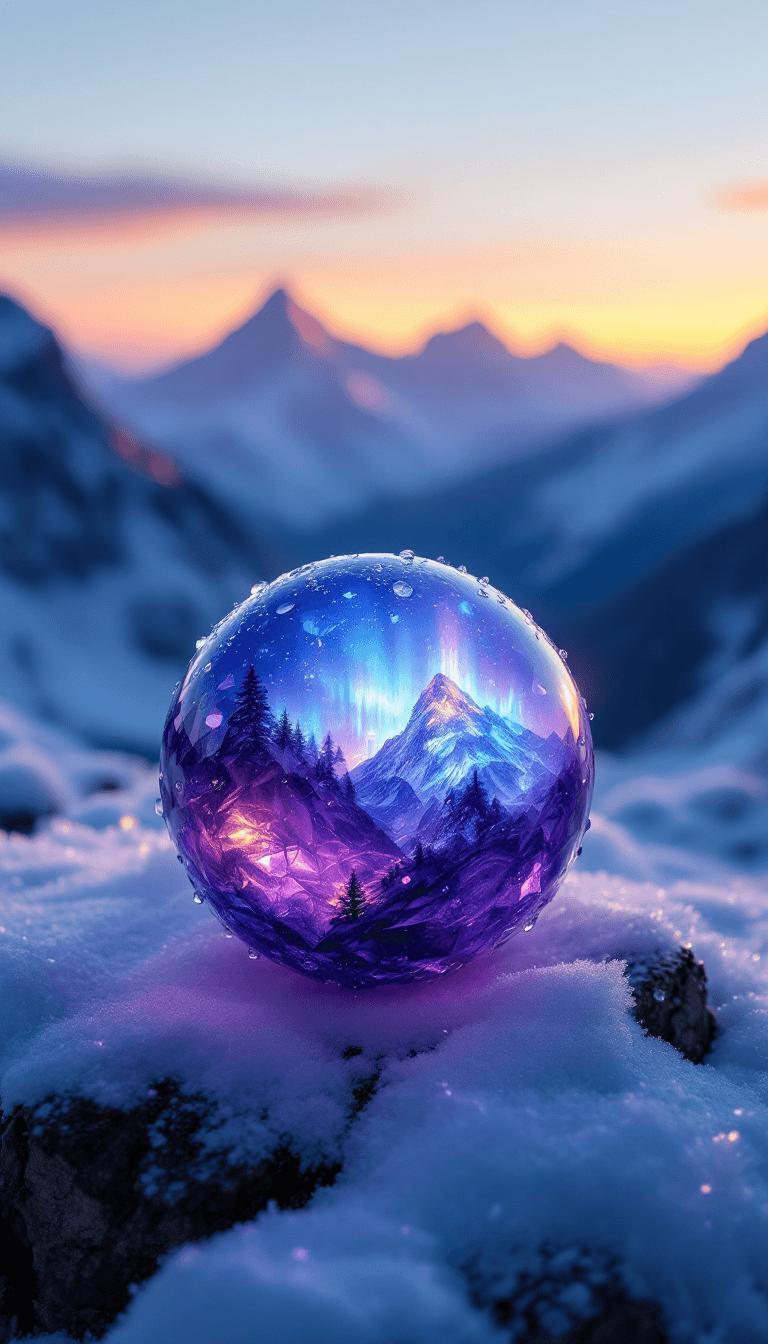 AI generated: ((a delicate big blueberry)), crafted from a single piece of deep purple amethyst, sits on a snowy m...