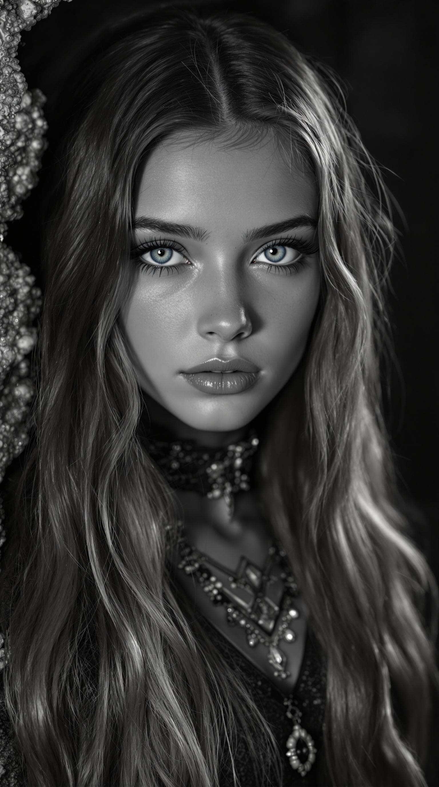 AI generated: a professional black and white aged photo from 1958, of a most beautiful 7th grade girl in the world...