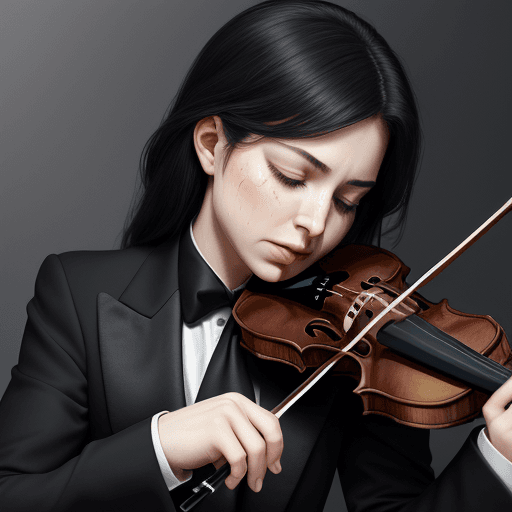 AI generated: (masterpiece), best quality, expressive eyes, perfect face, violinist, playing violin, black suit, b...