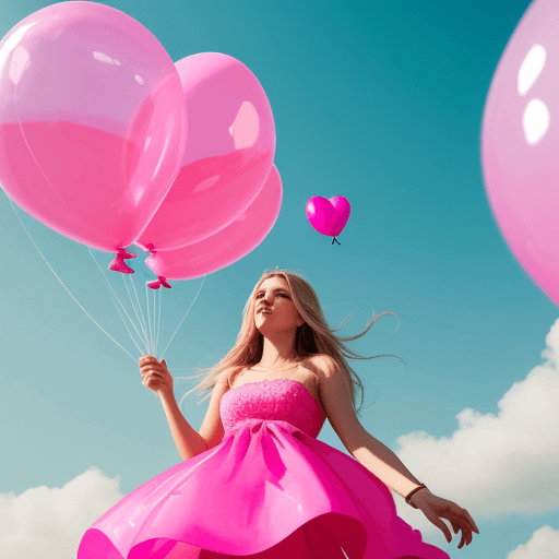 AI generated: brookemonk realastic image, holding pink balloons