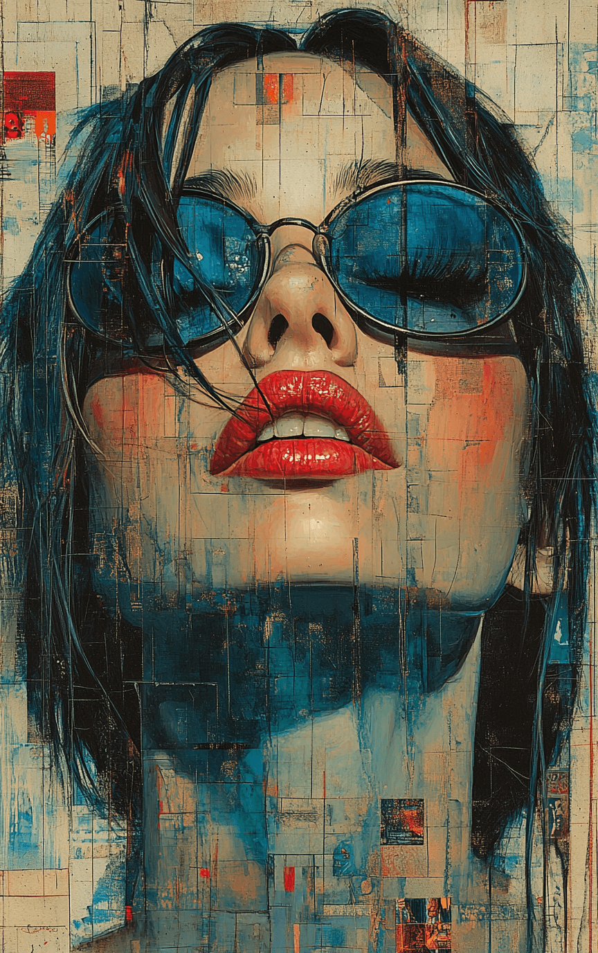 AI generated: Print collage featuring a woman's face, blending influences from artists like Josef Kote and Antonio...