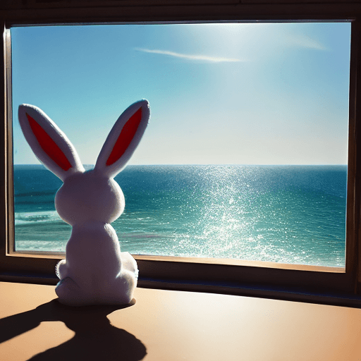 AI generated: overlooking the ocean, daylight, indirect lighting, bunny ears