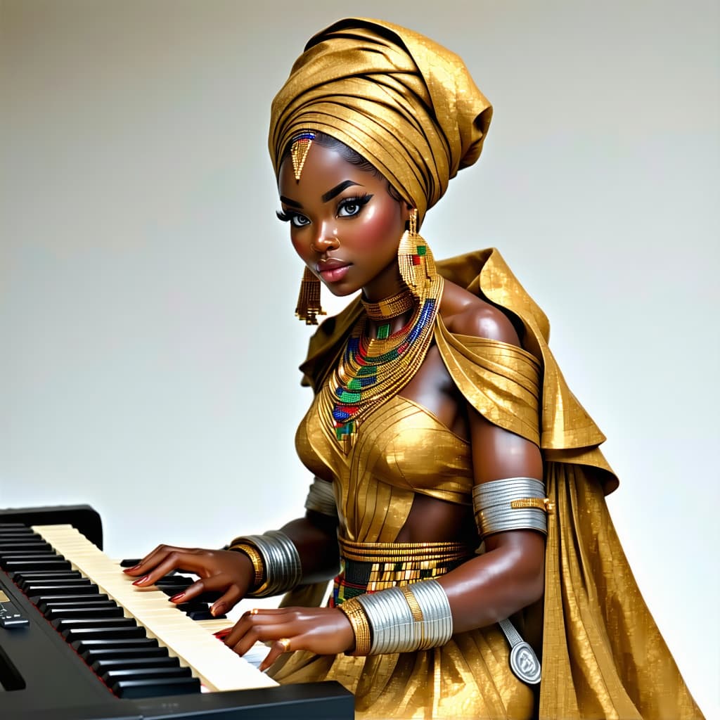 AI generated: africanblonde Woman 348 years old, yes, she has 3 centuries, sculpture body, blue eyes, (detailed go...