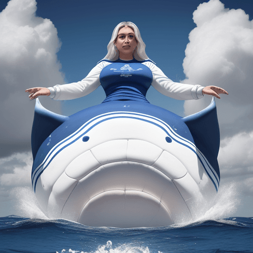 AI generated:  una escena marina surrealista donde un marinero, vestido con su característico uniforme azul y blan...