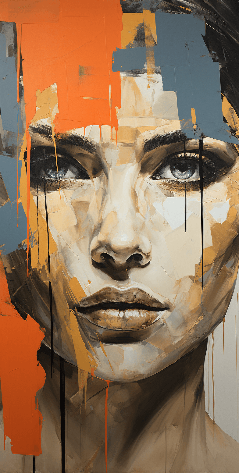 AI generated: collage on the cover of a book, in the style of large-scale paintings, 20th century art, fragmented,...