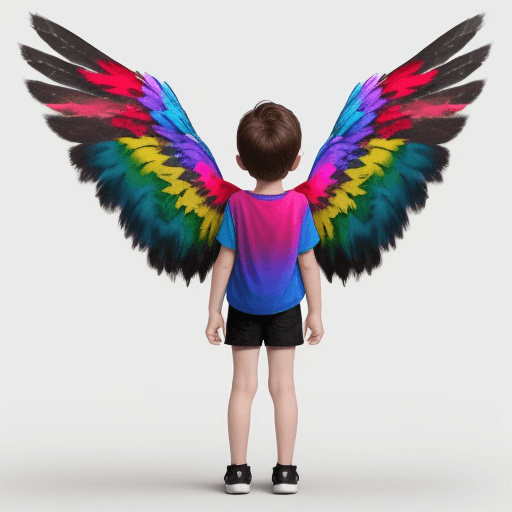 AI generated: colorful wings with kid
