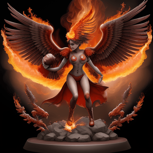 AI generated: americanfootballist with flaming wings::3 prokaryotic::1 nuclear::1 DSLR::1 vermillion::1 dof --ar 9...