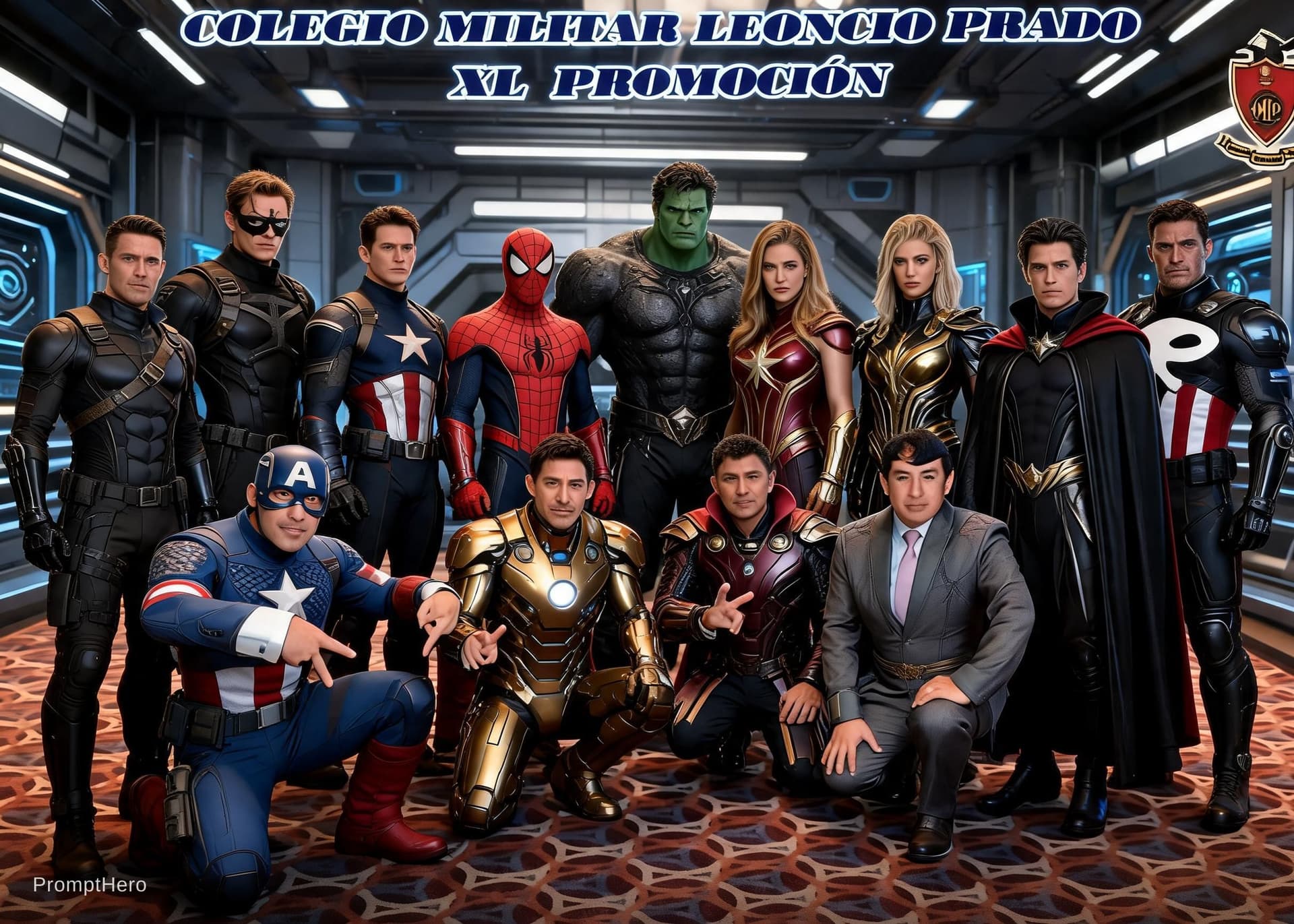 AI generated: Eres un creador de fotografías alucinantes y debes crear con la foto adjunta un grupo de super heroe...