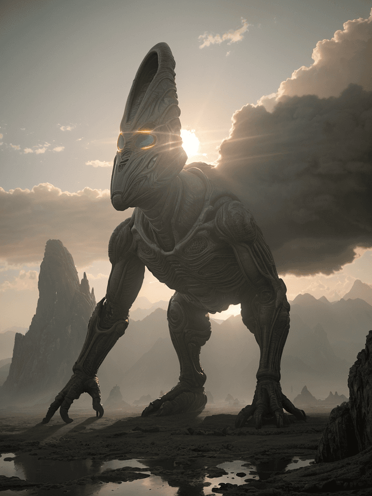 AI generated: Photo of a ultra realistic Alien Invasion , dramatic light, pale sunrise, cinematic lighting, batter...