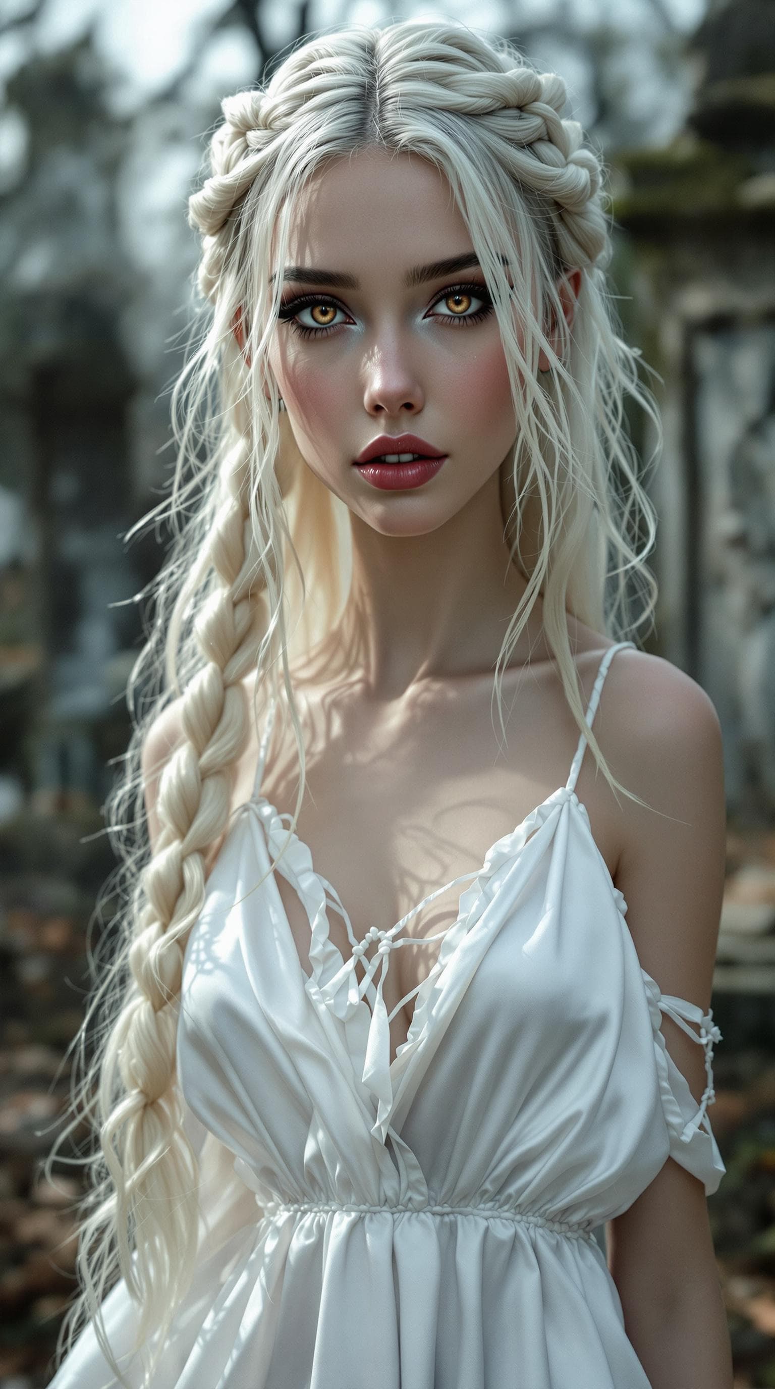 AI generated: a professional photo of a exceptionally of the most beautiful Russian vampire girl in the world, (ag...