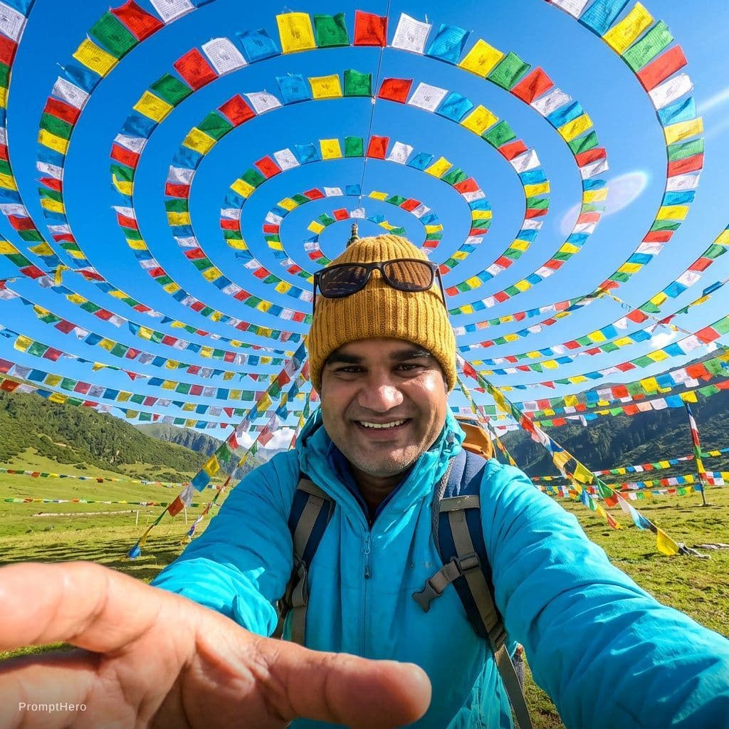 AI generated: Asset type: portrait image for social post
Primary request: create a photorealistic travel selfie po...