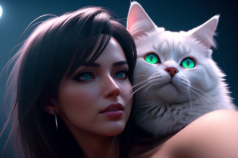 AI generated: pussycat with green eyes, up close 8k UHD