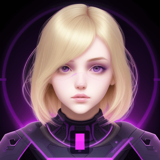 AI generated: Half girl face program code, blonde, style computer graphics, background homogeneous, background col...