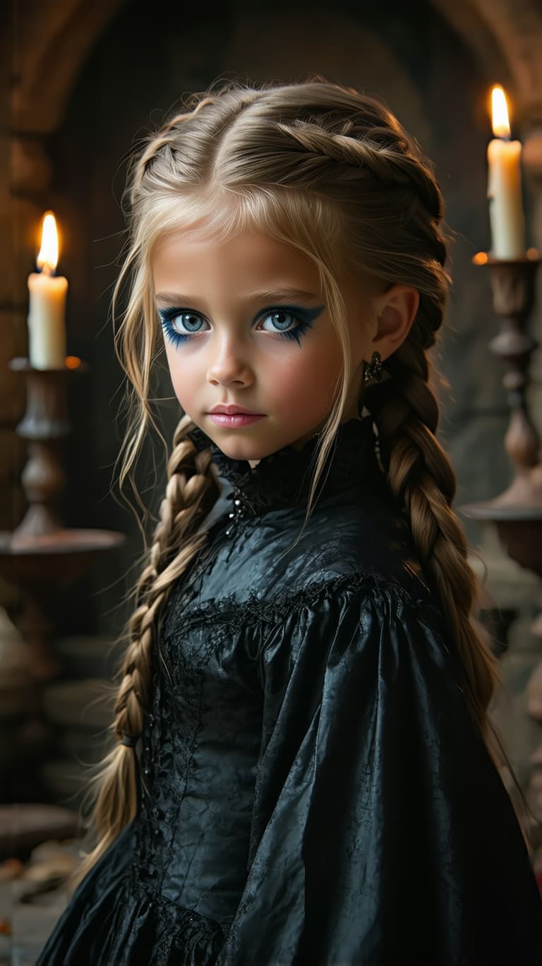 AI generated: A professional photo of the most beautiful fifth-grade girl in the world, depicted as a vampire, wit...