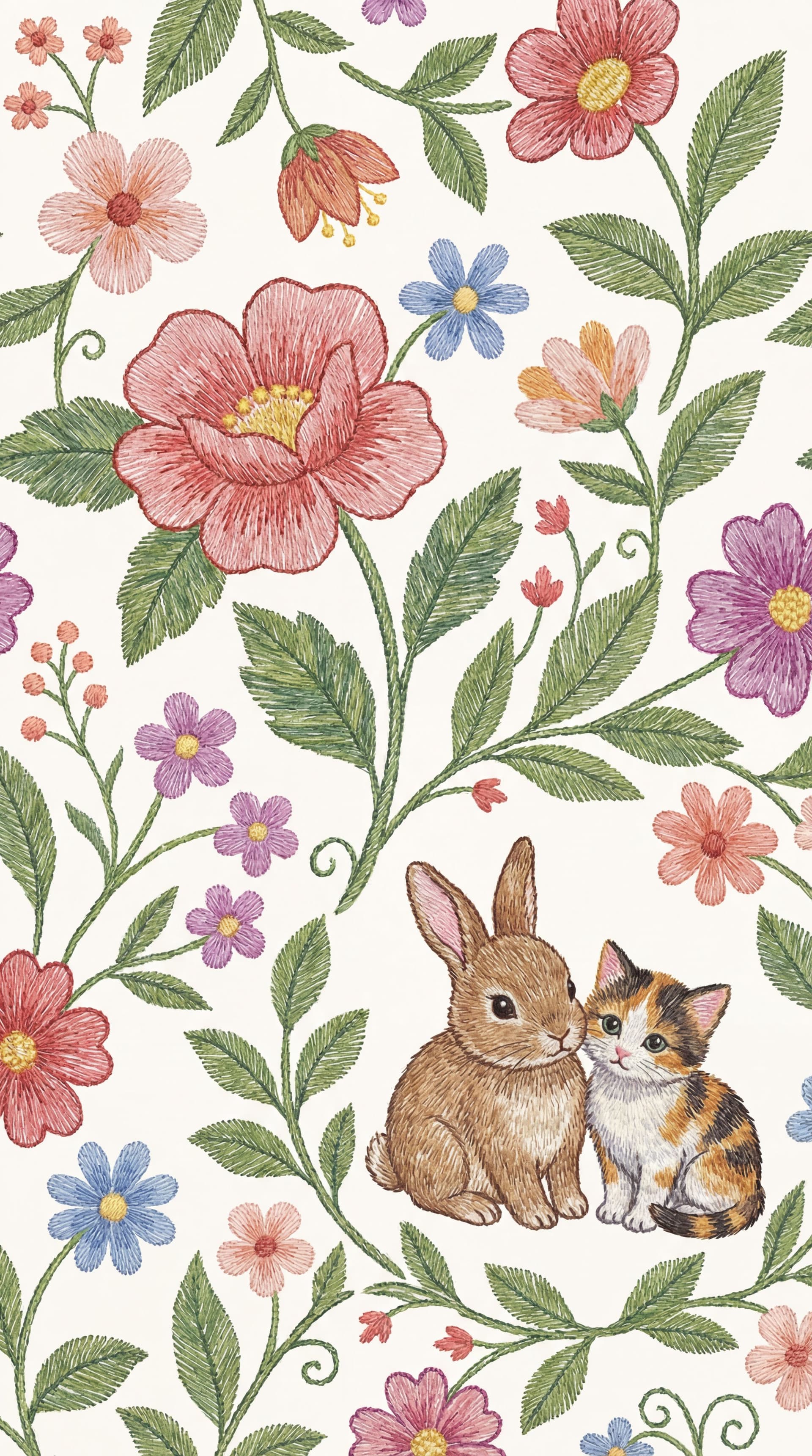AI generated: add a small rabbit and small cat into this design