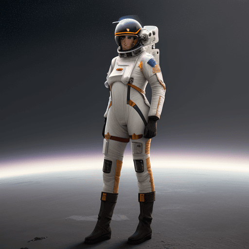 AI generated: female, x-wing pilot, space suit with boots, futuristic, character design, cinematic lightning, epic...