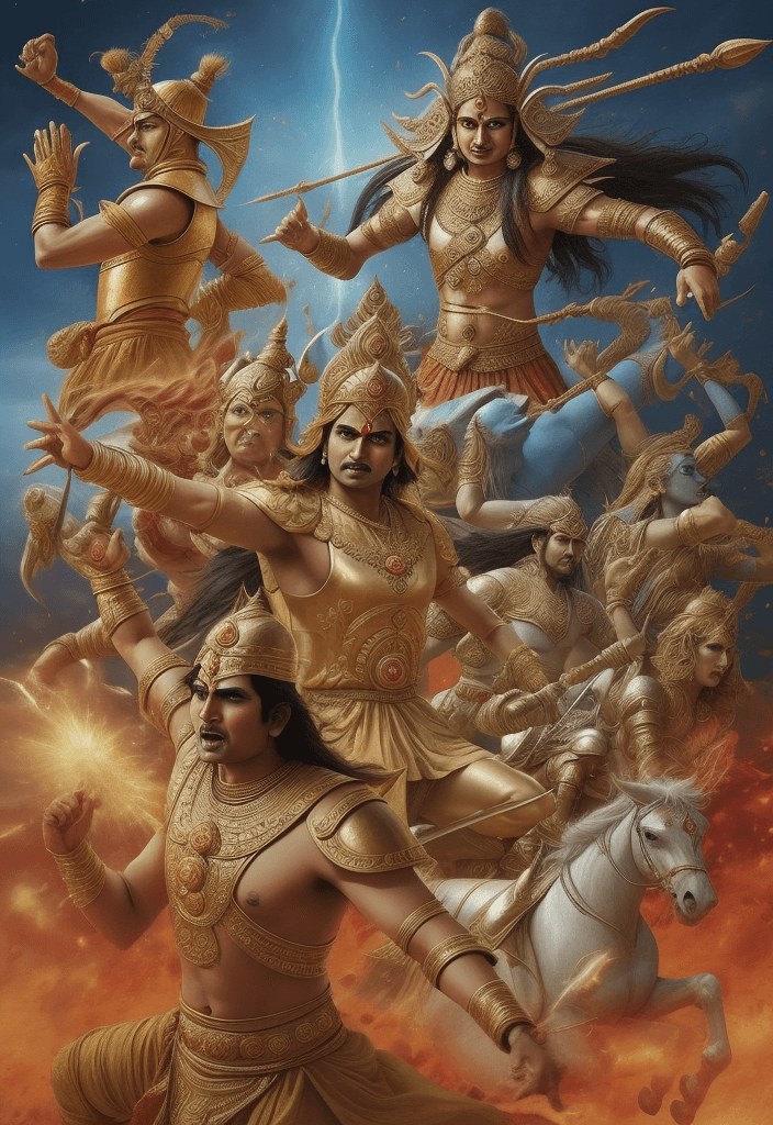 AI generated: epic battle mahabharata hindu