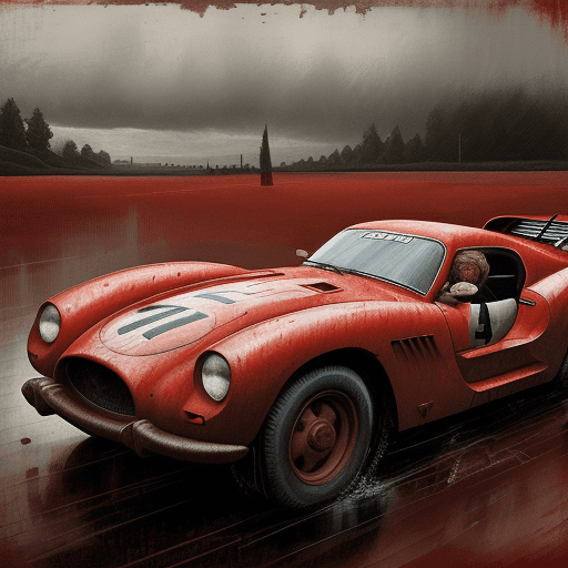 AI generated: red race car, in the style of sam spratt, historical illustrations, old masters, genndy tartakovsky,...