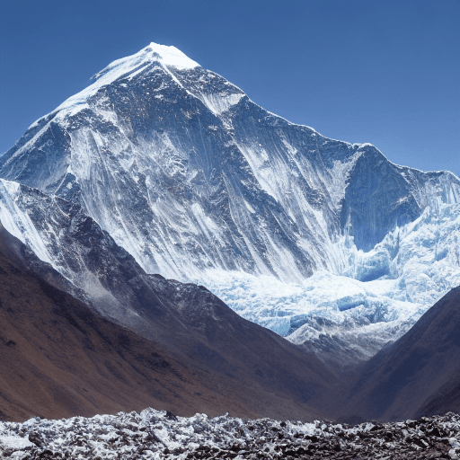 AI generated: High resolution photography of Mount Everest, ultra realistic, view from Khumbu glacier toward South...