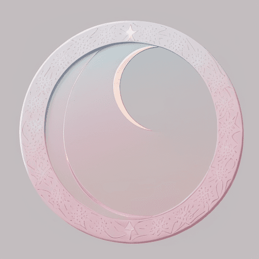 AI generated: Design a delicate crescent moon with soft flowing lines. incorporate pastel pink shades into the moo...