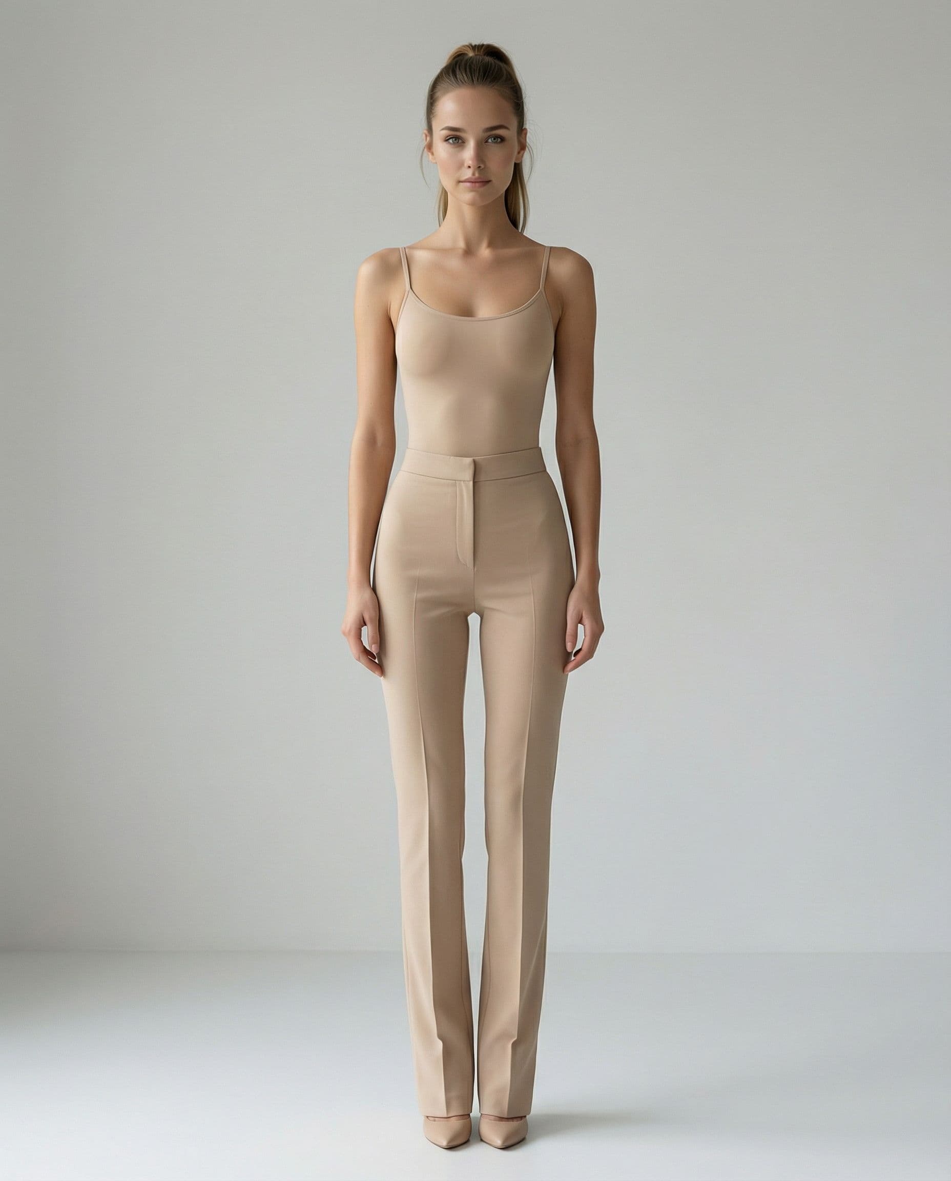 AI generated: Ultra-realistic 8K full-body photo of an 28-year-old Swedish model with an extremely tight, , ultra-...