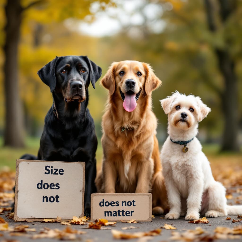 AI generated: Photography of three dogs sitting in a park, looking at camera.
The left dog is a giant black dane a...