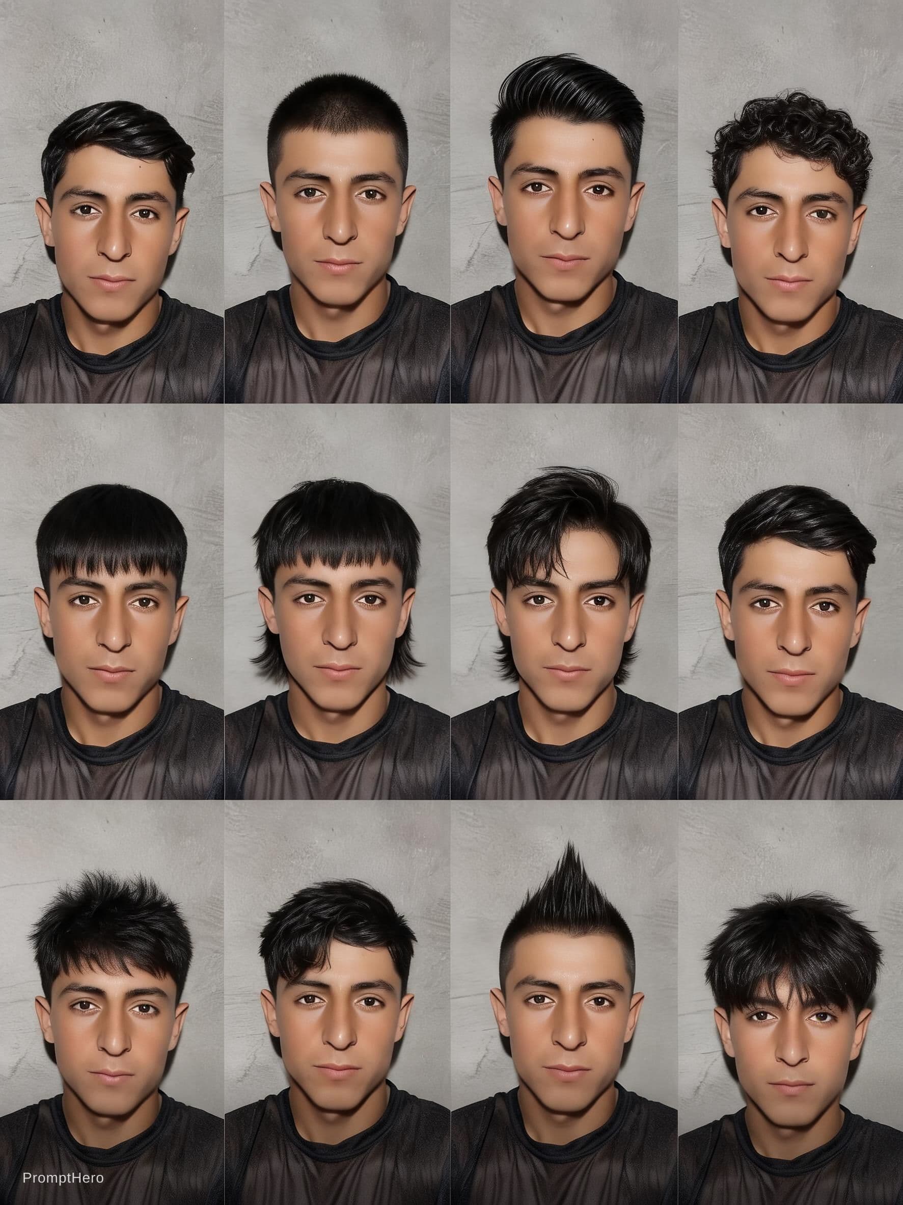 AI generated: A 3x4 grid of hairstyle variations for a single subject, based on the user's own photo.

Ultra-reali...