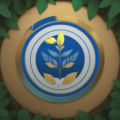 AI generated: Blue Circle Logo with a Golden Leaf